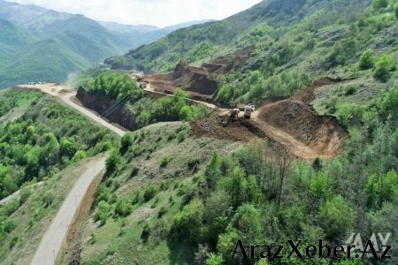 Xankəndi-Şuşa-Laçın avtomobil yolunun inşası aparılır