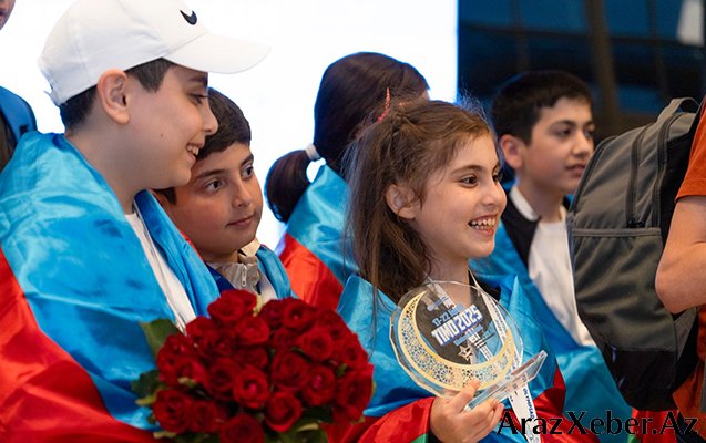 Şəhidin övladları Riyaziyyat Olimpiadasında qızıl və bürünc medal qazandı - Fotolar