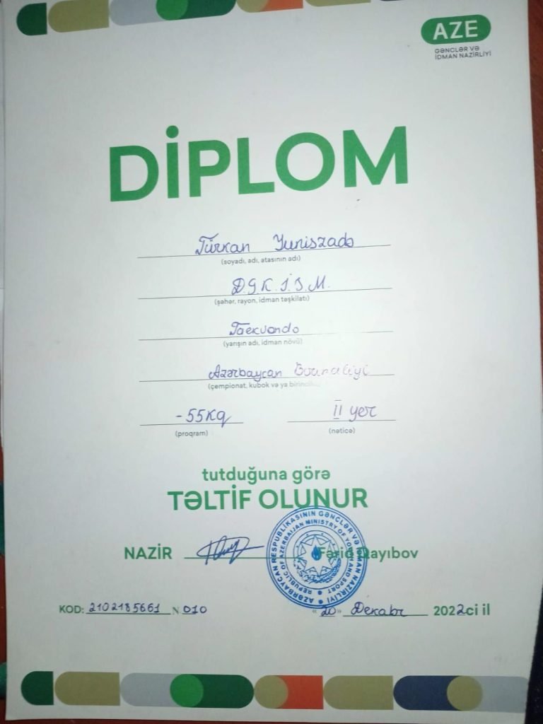 Yuniszadə Türkan – Azərbaycanın parlayan idman ulduzu